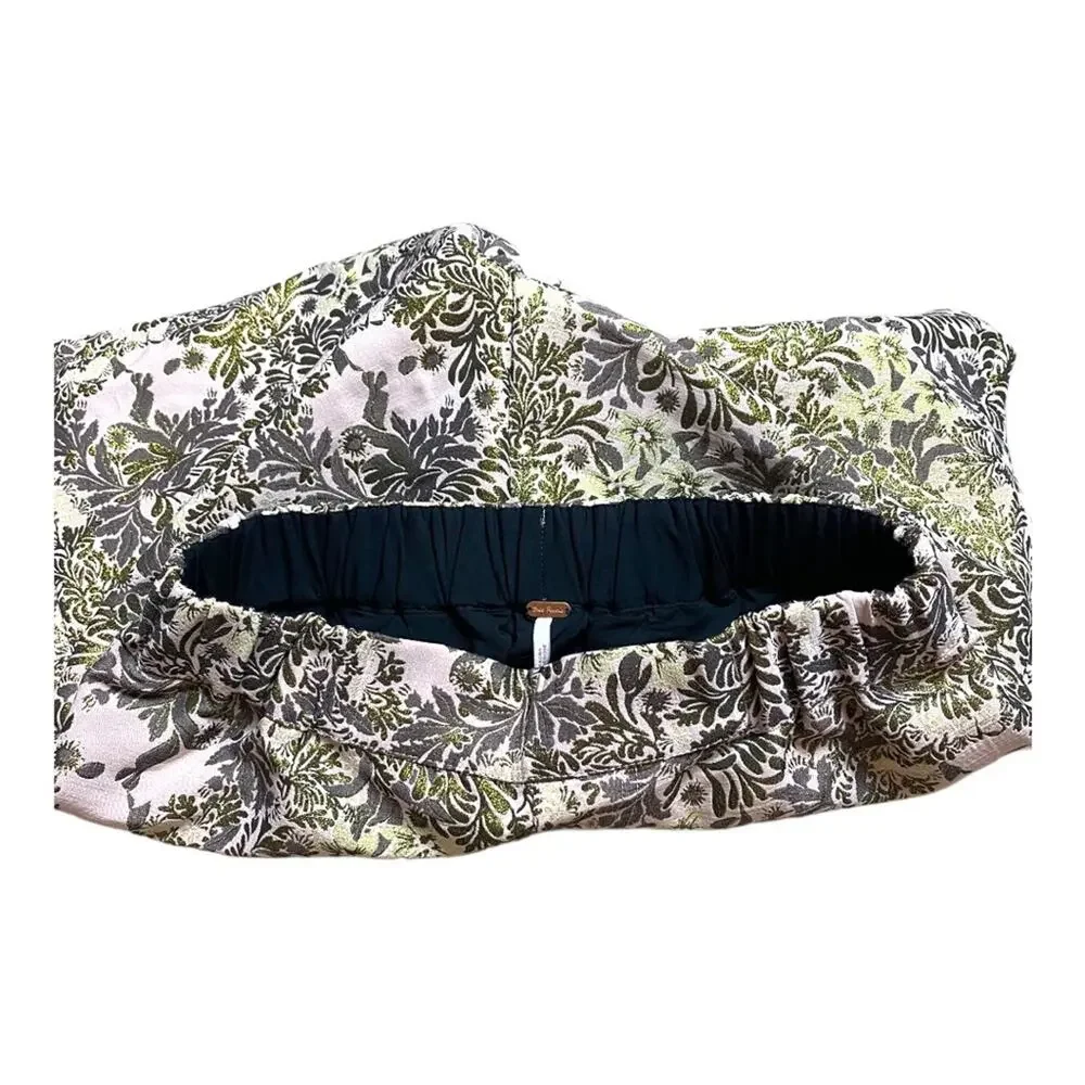 NWT FREE PEOPLE SHORTS METALLIC FLORAL JACQUARD PINK GOLD COMBO STRETCHY PREPPY